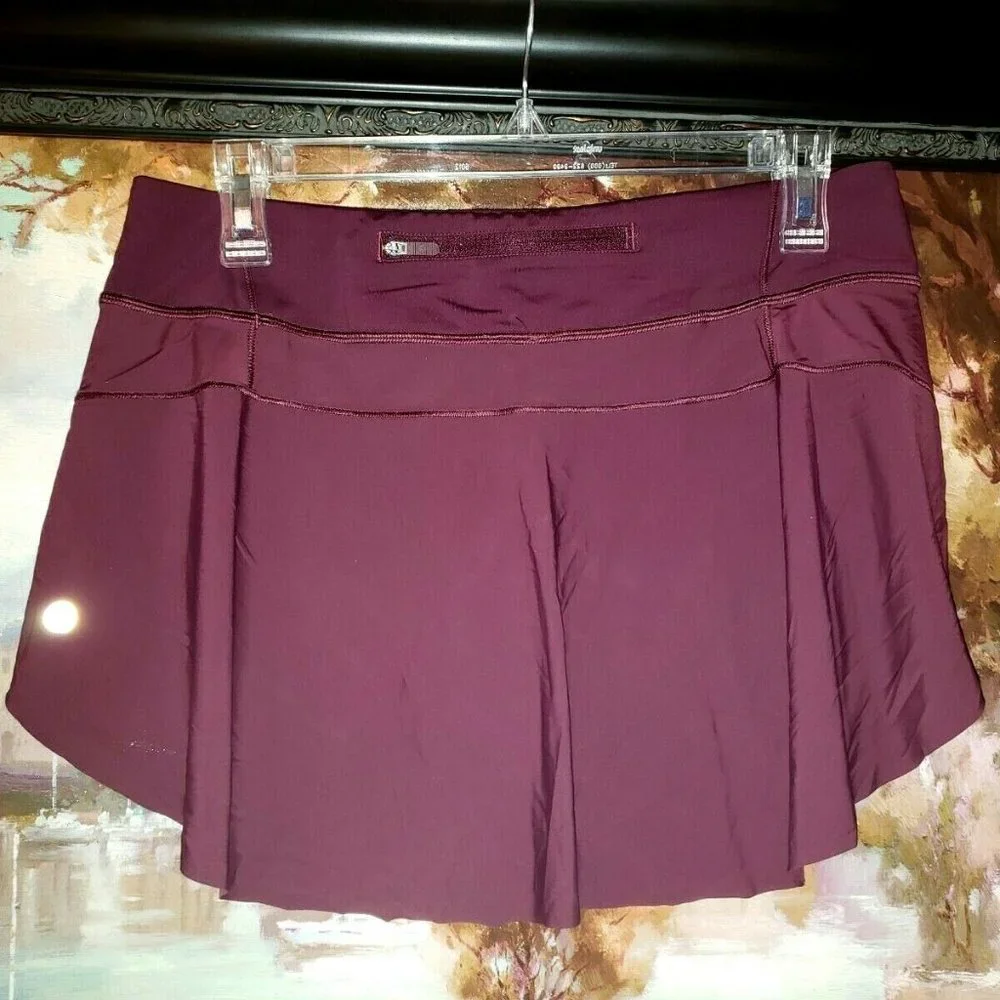 Lululemon Quick Pace Skirt w Shorts Dark Adobe  vine red sz  8  Like new - Picture 6 of 8